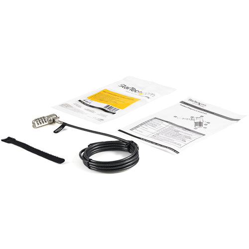 StarTech.com 6.5ft (2m) Laptop Cable Lock - 4 Digit Combination Laptop/Desktop Security Cable Lock for K-Slot Devices/Computers/Monitors - Portable Anti-Theft Vinyl Coated Steel Cable Lock StarTech.com 6.5ft (2m) Laptop Cable Lock - 4 Digit Combination Laptop/Desktop Security Cable Lock for K-Slot Devices/Computers/Monitors - Portable Anti-Theft Vinyl Coated Steel Cable Lock